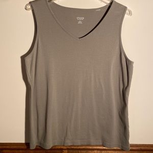 Chico’s V-Neck Sleeveless Tee in Light Olive Green